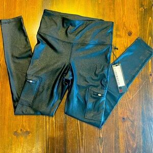Mono B black “leather” pocket wide comfortable belly band legging size Small